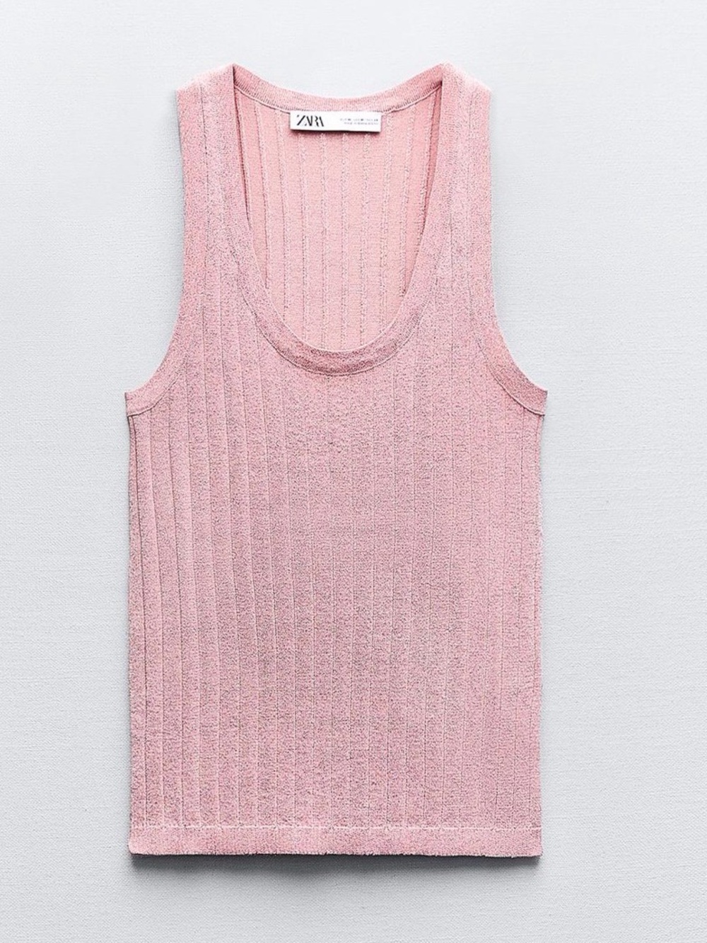 Zara Shimmer Metallic Pink Tank Top Small